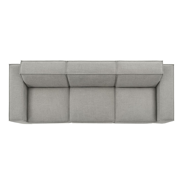Modway Furniture Restore Modular Three Piece Sectional Sofa with Stain Resistant Fabric and Piped Cushions Pewter EEI-7407-PEW