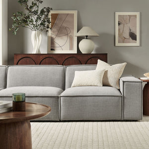 Modway Furniture Restore Modular Three Piece Sectional Sofa with Stain Resistant Fabric and Piped Cushions Pewter EEI-7407-PEW