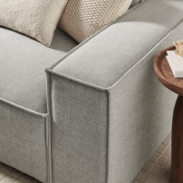 Modway Furniture Restore Modular Three Piece Sectional Sofa with Stain Resistant Fabric and Piped Cushions Pewter EEI-7407-PEW