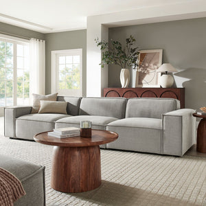 Modway Furniture Restore Modular Three Piece Sectional Sofa with Stain Resistant Fabric and Piped Cushions Pewter EEI-7407-PEW