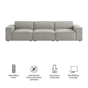 Modway Furniture Restore Modular Three Piece Sectional Sofa with Stain Resistant Fabric and Piped Cushions Pewter EEI-7407-PEW