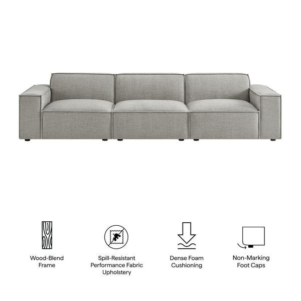 Modway Furniture Restore Modular Three Piece Sectional Sofa with Stain Resistant Fabric and Piped Cushions Pewter EEI-7407-PEW
