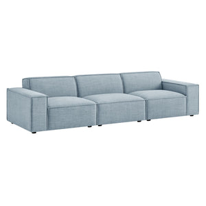 Modway Furniture Restore Modular Three Piece Sectional Sofa with Stain Resistant Fabric and Piped Cushions Sky EEI-7407-SKY