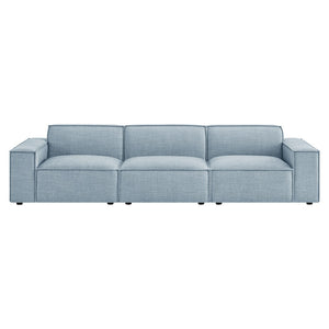 Modway Furniture Restore Modular Three Piece Sectional Sofa with Stain Resistant Fabric and Piped Cushions Sky EEI-7407-SKY