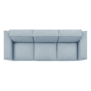 Modway Furniture Restore Modular Three Piece Sectional Sofa with Stain Resistant Fabric and Piped Cushions Sky EEI-7407-SKY
