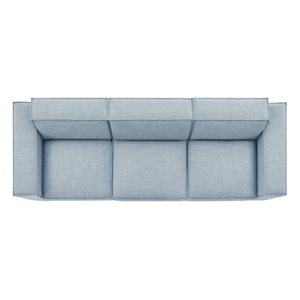 Modway Furniture Restore Modular Three Piece Sectional Sofa with Stain Resistant Fabric and Piped Cushions Sky EEI-7407-SKY