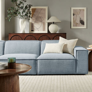 Modway Furniture Restore Modular Three Piece Sectional Sofa with Stain Resistant Fabric and Piped Cushions Sky EEI-7407-SKY
