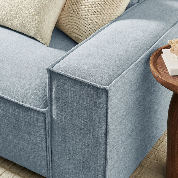 Modway Furniture Restore Modular Three Piece Sectional Sofa with Stain Resistant Fabric and Piped Cushions Sky EEI-7407-SKY
