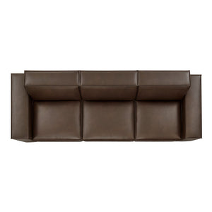 Modway Furniture Restore Modular Sofa Set Vegan Leather French Piping Three Piece Living Room Espresso EEI-7408-ESP