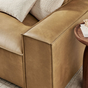 Modway Furniture Restore Modular Sofa Set Vegan Leather French Piping Three Piece Living Room Toast EEI-7408-TST
