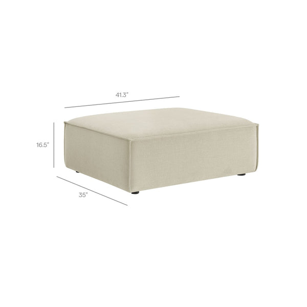 Modway Furniture Restore Modular Sofa Set with Ottoman Performance Fabric French Piping Living Room Ecru EEI-7409-ECR