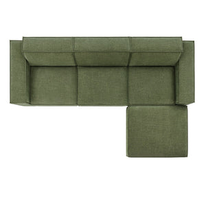 Modway Furniture Restore Modular Sofa Set with Ottoman Performance Fabric French Piping Living Room Foliage EEI-7409-FOL