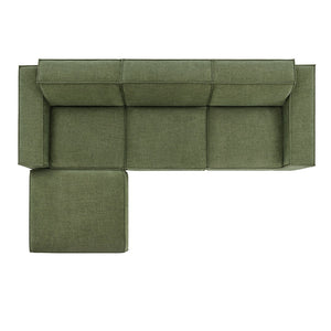 Modway Furniture Restore Modular Sofa Set with Ottoman Performance Fabric French Piping Living Room Foliage EEI-7409-FOL