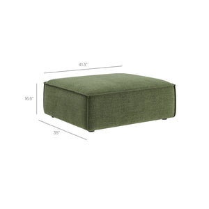 Modway Furniture Restore Modular Sofa Set with Ottoman Performance Fabric French Piping Living Room Foliage EEI-7409-FOL