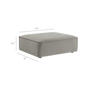 Modway Furniture Restore Modular Sofa Set with Ottoman Performance Fabric French Piping Living Room Pewter EEI-7409-PEW