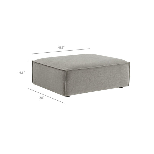 Modway Furniture Restore Modular Sofa Set with Ottoman Performance Fabric French Piping Living Room Pewter EEI-7409-PEW