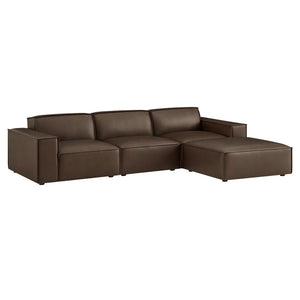 Modway Furniture Restore Modular Vegan Leather Sectional Set with Ottoman for Modern Living Rooms Espresso EEI-7410-ESP