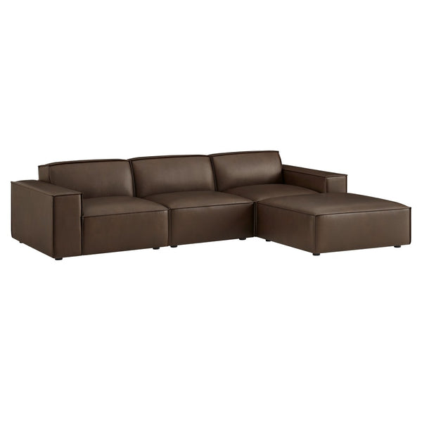 Modway Furniture Restore Modular Vegan Leather Sectional Set with Ottoman for Modern Living Rooms Espresso EEI-7410-ESP