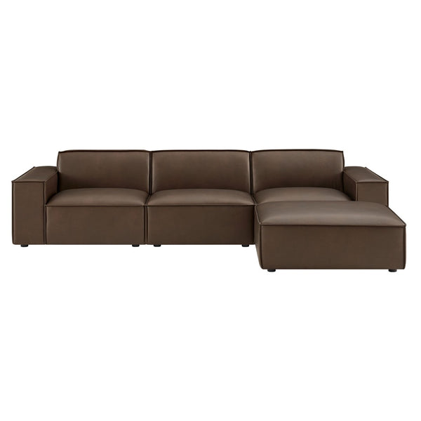 Modway Furniture Restore Modular Vegan Leather Sectional Set with Ottoman for Modern Living Rooms Espresso EEI-7410-ESP