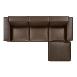 Modway Furniture Restore Modular Vegan Leather Sectional Set with Ottoman for Modern Living Rooms Espresso EEI-7410-ESP