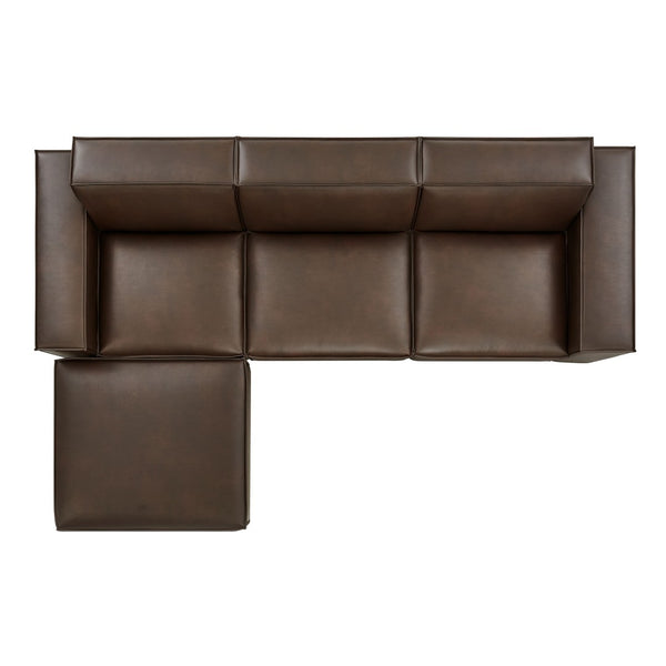 Modway Furniture Restore Modular Vegan Leather Sectional Set with Ottoman for Modern Living Rooms Espresso EEI-7410-ESP