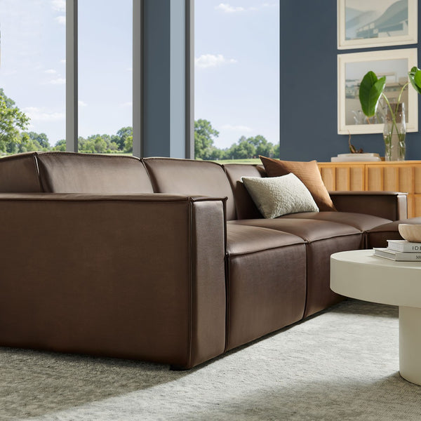 Modway Furniture Restore Modular Vegan Leather Sectional Set with Ottoman for Modern Living Rooms Espresso EEI-7410-ESP