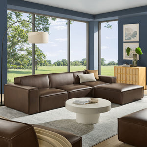 Modway Furniture Restore Modular Vegan Leather Sectional Set with Ottoman for Modern Living Rooms Espresso EEI-7410-ESP