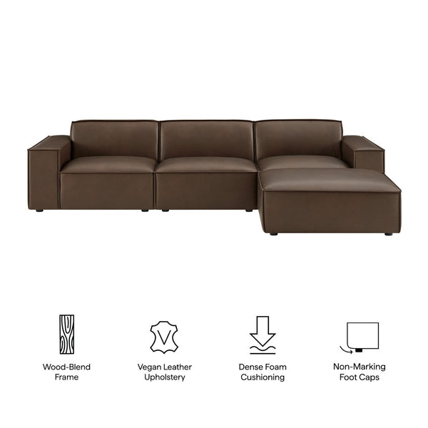Modway Furniture Restore Modular Vegan Leather Sectional Set with Ottoman for Modern Living Rooms Espresso EEI-7410-ESP