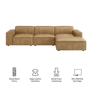 Modway Furniture Restore Modular Vegan Leather Sectional Set with Ottoman for Modern Living Rooms Toast EEI-7410-TST