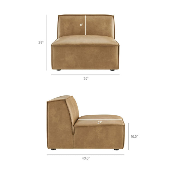 Modway Furniture Restore Modular Vegan Leather Sectional Set with Ottoman for Modern Living Rooms Toast EEI-7410-TST
