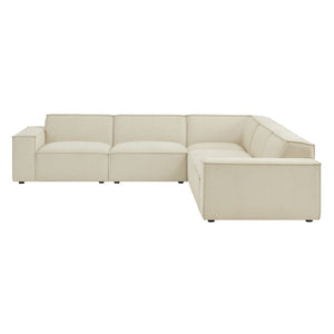 Modway Furniture Restore Modular Five Piece L Shaped Sectional with Stain Resistant Performance Fabric Ecru EEI-7411-ECR