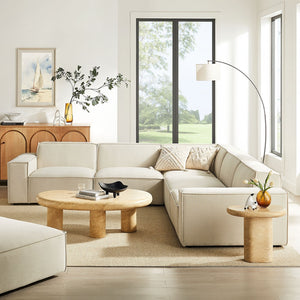 Modway Furniture Restore Modular Five Piece L Shaped Sectional with Stain Resistant Performance Fabric Ecru EEI-7411-ECR