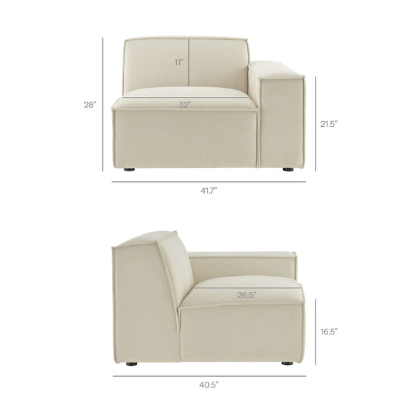 Modway Furniture Restore Modular Five Piece L Shaped Sectional with Stain Resistant Performance Fabric Ecru EEI-7411-ECR
