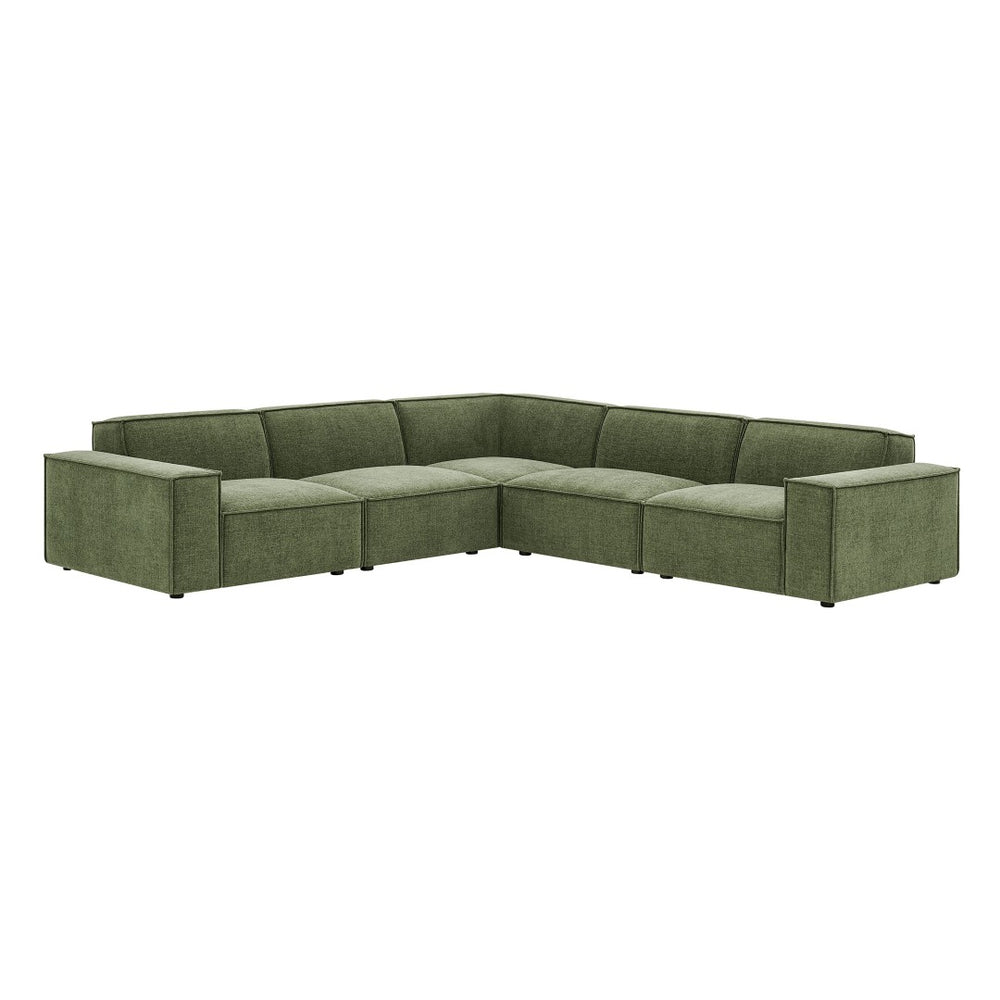 Modway Furniture Restore Modular Five Piece L Shaped Sectional with Stain Resistant Performance Fabric Foliage EEI-7411-FOL