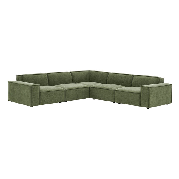Modway Furniture Restore Modular Five Piece L Shaped Sectional with Stain Resistant Performance Fabric Foliage EEI-7411-FOL