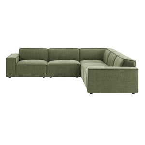 Modway Furniture Restore Modular Five Piece L Shaped Sectional with Stain Resistant Performance Fabric Foliage EEI-7411-FOL