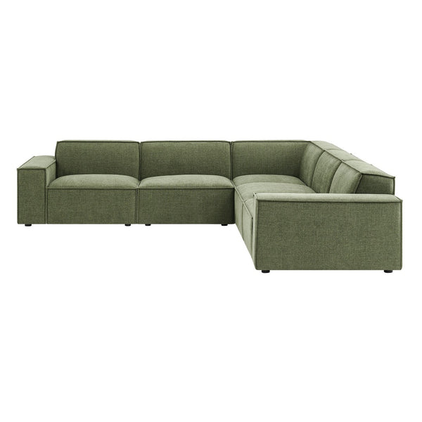 Modway Furniture Restore Modular Five Piece L Shaped Sectional with Stain Resistant Performance Fabric Foliage EEI-7411-FOL