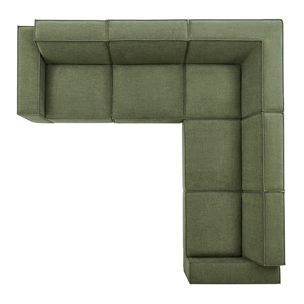 Modway Furniture Restore Modular Five Piece L Shaped Sectional with Stain Resistant Performance Fabric Foliage EEI-7411-FOL