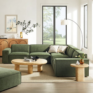 Modway Furniture Restore Modular Five Piece L Shaped Sectional with Stain Resistant Performance Fabric Foliage EEI-7411-FOL