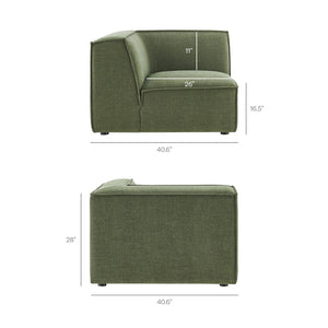 Modway Furniture Restore Modular Five Piece L Shaped Sectional with Stain Resistant Performance Fabric Foliage EEI-7411-FOL