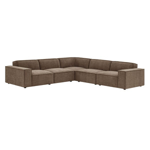 Modway Furniture Restore Modular Five Piece L Shaped Sectional with Stain Resistant Performance Fabric Mocha EEI-7411-MOC