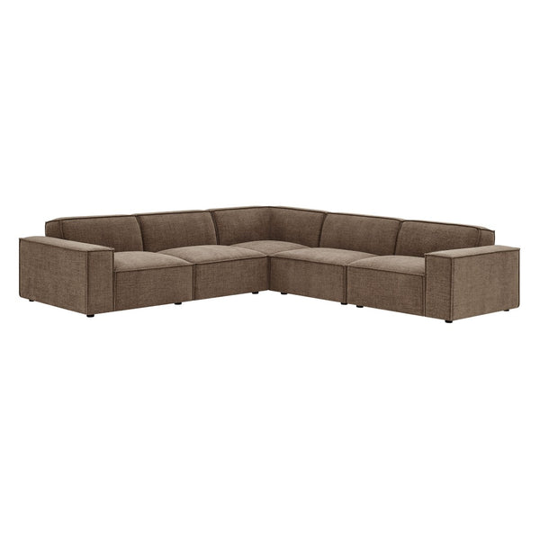 Modway Furniture Restore Modular Five Piece L Shaped Sectional with Stain Resistant Performance Fabric Mocha EEI-7411-MOC
