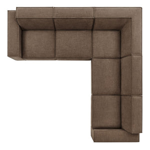 Modway Furniture Restore Modular Five Piece L Shaped Sectional with Stain Resistant Performance Fabric Mocha EEI-7411-MOC