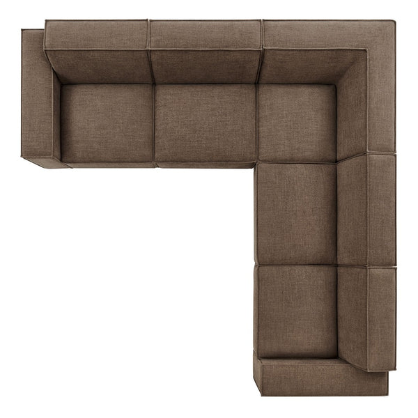 Modway Furniture Restore Modular Five Piece L Shaped Sectional with Stain Resistant Performance Fabric Mocha EEI-7411-MOC