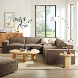 Modway Furniture Restore Modular Five Piece L Shaped Sectional with Stain Resistant Performance Fabric Mocha EEI-7411-MOC