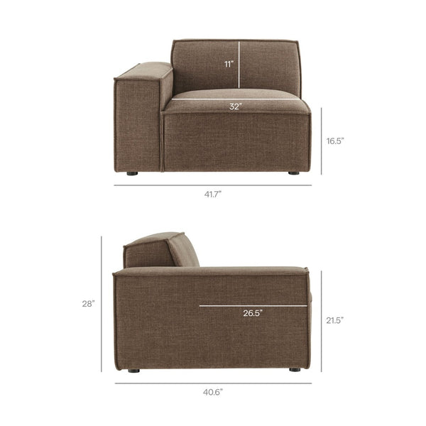 Modway Furniture Restore Modular Five Piece L Shaped Sectional with Stain Resistant Performance Fabric Mocha EEI-7411-MOC