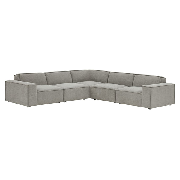 Modway Furniture Restore Modular Five Piece L Shaped Sectional with Stain Resistant Performance Fabric Pewter EEI-7411-PEW