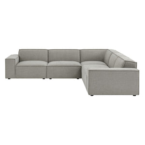 Modway Furniture Restore Modular Five Piece L Shaped Sectional with Stain Resistant Performance Fabric Pewter EEI-7411-PEW