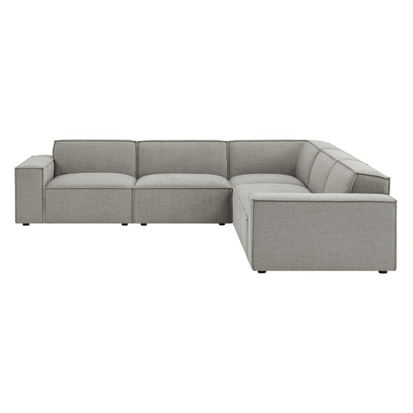 Modway Furniture Restore Modular Five Piece L Shaped Sectional with Stain Resistant Performance Fabric Pewter EEI-7411-PEW