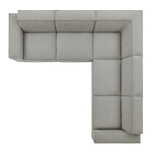 Modway Furniture Restore Modular Five Piece L Shaped Sectional with Stain Resistant Performance Fabric Pewter EEI-7411-PEW